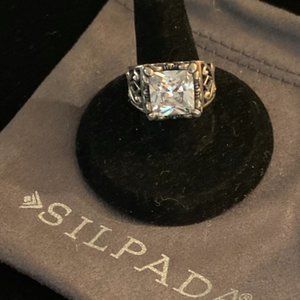 Silpada Sterling Silver Filigree "Uptown" cz Ring R0981 size 7